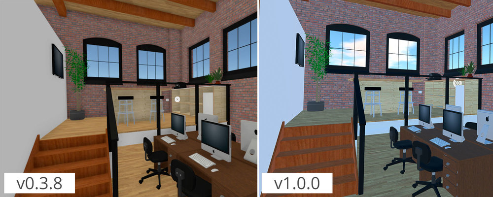 A comparison of our old beta build on the left and our release build on the right. 